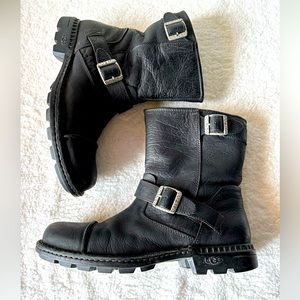 UGG Fleece Lined “Biker” Boots. Black 12